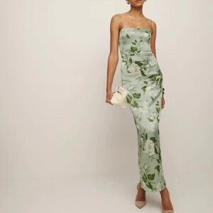 NWT Reformation Frankie Silk Dress in Tea Garden Maxi
